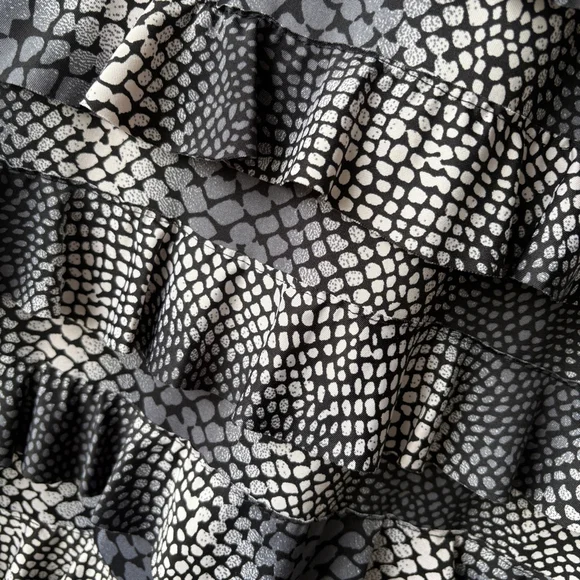 Tango Mango Monochrome Animal Print Scoop Neck Tank Dress Tiered Ruffled SMALL - Picture 8 of 11